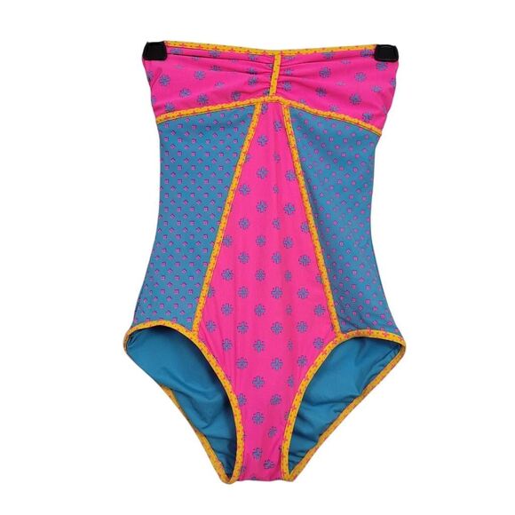 Marc Jacobs Cleo‎ Print Bandeau Maillot One Piece Swimsuit Sz S Colorful Vivrant - Picture 2 of 7